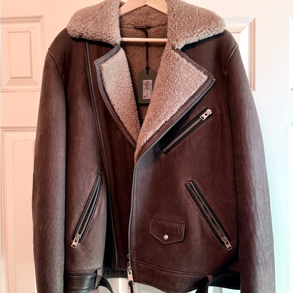 Allsaints Terro Shearling Biker Jacket - Picture 3 of 8